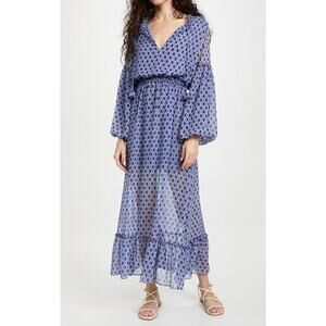 MISA Los Angeles Amata Maxi Dress Blue Blouson Midi Boho Resortwear Tuckernuck